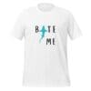 "Bite Me" ဟာသ Shark ဂရပ်ဖစ် Unisex T-Shirt - အဖြူရောင်